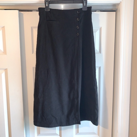 CHRISTOPHER & BANKS Black wrap midi SKIRT 6